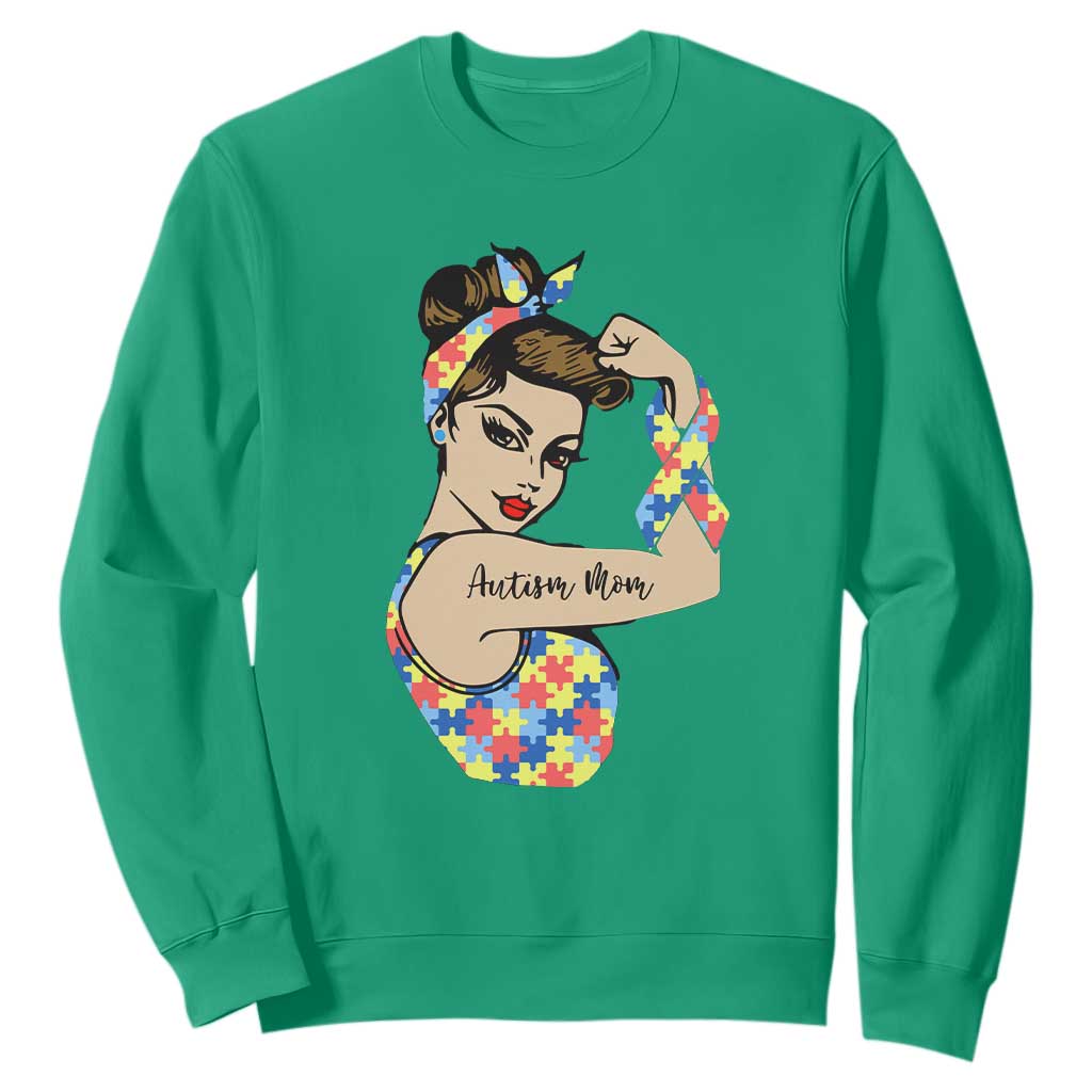 Autism Mom Sweatshirt Strong Woman Understand Love Support TS01 Irish Green Printyourwear