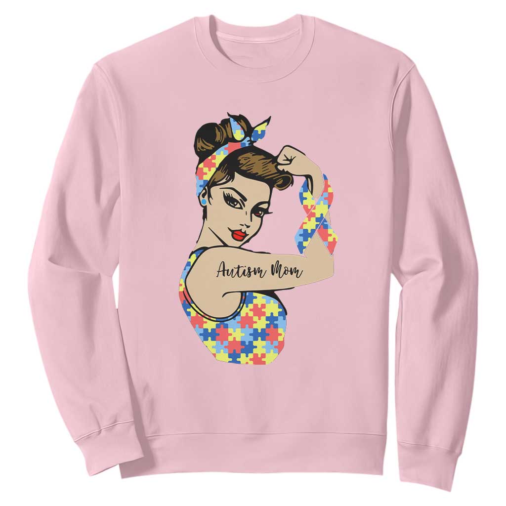 Autism Mom Sweatshirt Strong Woman Understand Love Support TS01 Light Pink Printyourwear