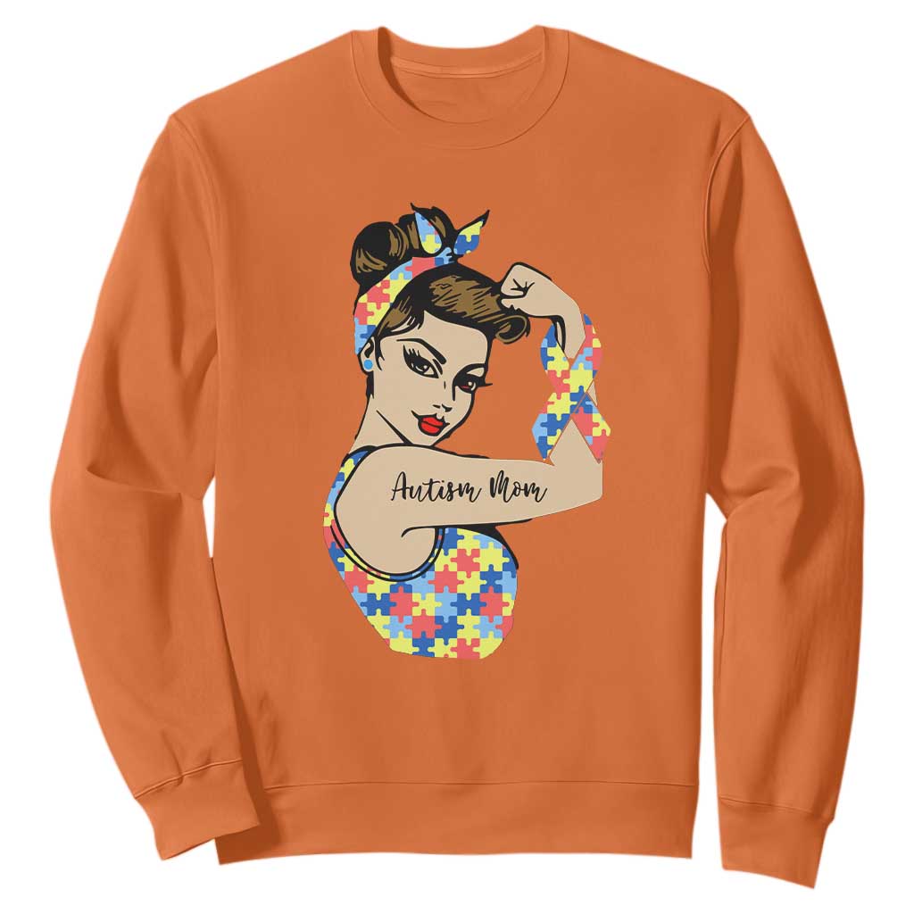Autism Mom Sweatshirt Strong Woman Understand Love Support TS01 Orange Printyourwear