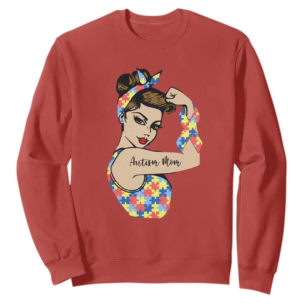Autism Mom Sweatshirt Strong Woman Understand Love Support TS01 Red Printyourwear