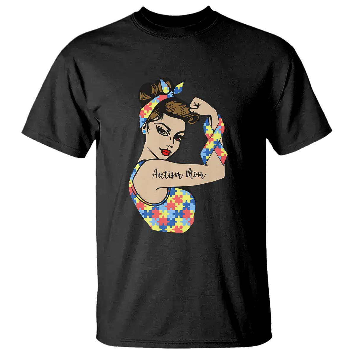 Autism Mom T Shirt Strong Woman Understand Love Support TS01 Black Printyourwear