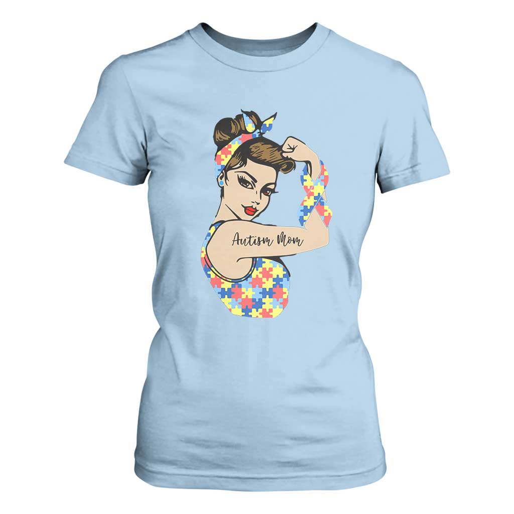 Autism Mom T Shirt For Women Strong Woman Understand Love Support TS01 Light Blue Printyourwear