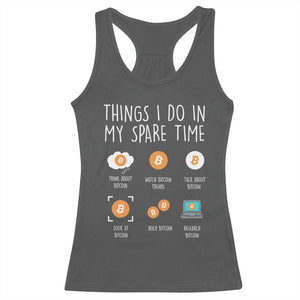 Funny Crypto Investing Racerback Tank Top Things I Do Spare Time Bitcoin BTC Crypto Cryptocurrency TS02 Dark Heather Print Your Wear