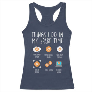 Funny Crypto Investing Racerback Tank Top Things I Do Spare Time Bitcoin BTC Crypto Cryptocurrency TS02 Navy Print Your Wear