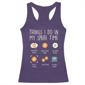Funny Crypto Investing Racerback Tank Top Things I Do Spare Time Bitcoin BTC Crypto Cryptocurrency TS02 Purple Print Your Wear