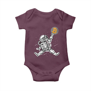 Funny Crypto Investing Baby Onesie Bitcoin HODL BTC Astronaut Trader TS02 Maroon Print Your Wear