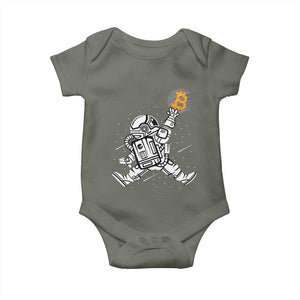 Funny Crypto Investing Baby Onesie Bitcoin HODL BTC Astronaut Trader TS02 Military Green Print Your Wear