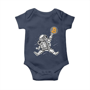 Funny Crypto Investing Baby Onesie Bitcoin HODL BTC Astronaut Trader TS02 Navy Print Your Wear
