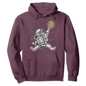 Funny Crypto Investing Hoodie Bitcoin HODL BTC Astronaut Trader TS02 Maroon Print Your Wear