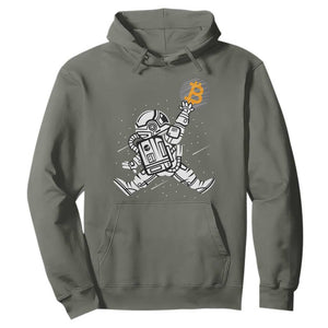 Funny Crypto Investing Hoodie Bitcoin HODL BTC Astronaut Trader TS02 Military Green Print Your Wear