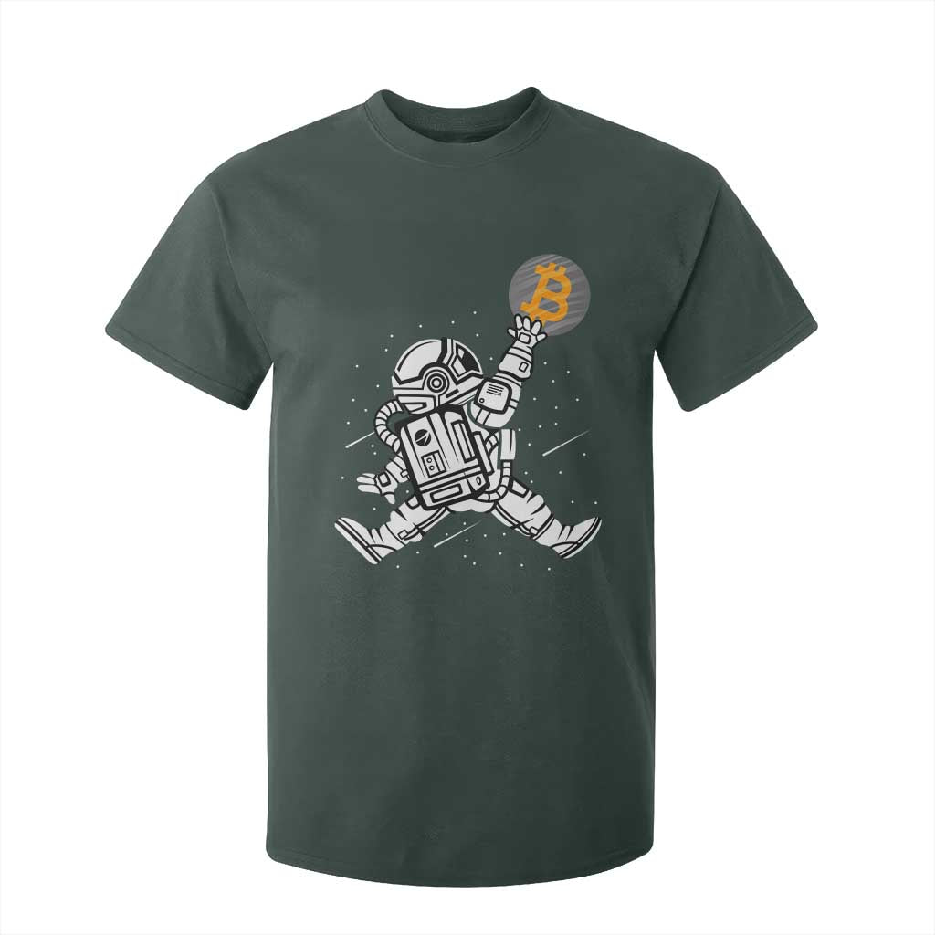 Funny Crypto Investing T Shirt For Kid Bitcoin HODL BTC Astronaut Trader TS02 Dark Forest Green Print Your Wear