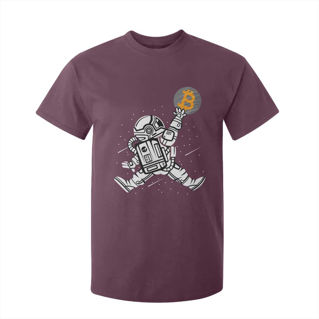 Funny Crypto Investing T Shirt For Kid Bitcoin HODL BTC Astronaut Trader TS02 Maroon Print Your Wear