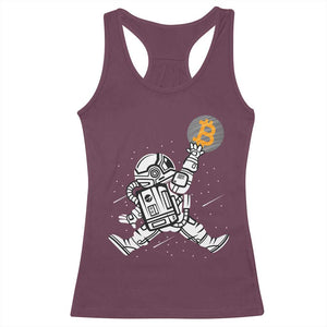 Funny Crypto Investing Racerback Tank Top Bitcoin HODL BTC Astronaut Trader TS02 Maroon Print Your Wear