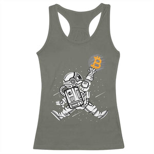 Funny Crypto Investing Racerback Tank Top Bitcoin HODL BTC Astronaut Trader TS02 Military Green Print Your Wear