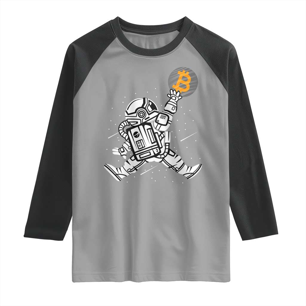 Funny Crypto Investing Raglan Shirt Bitcoin HODL BTC Astronaut Trader TS02 Sport Gray Black Print Your Wear