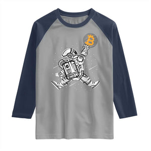 Funny Crypto Investing Raglan Shirt Bitcoin HODL BTC Astronaut Trader TS02 Sport Gray Navy Print Your Wear