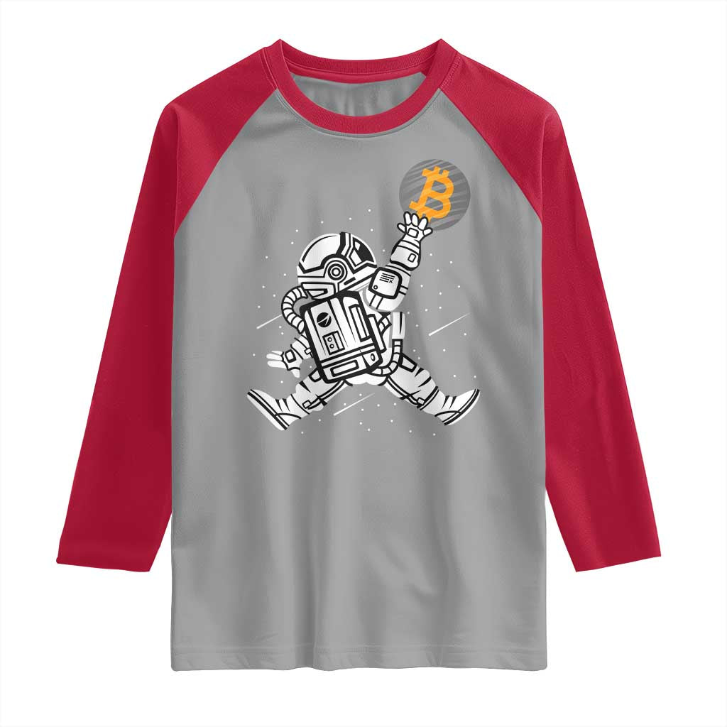 Funny Crypto Investing Raglan Shirt Bitcoin HODL BTC Astronaut Trader TS02 Sport Gray Red Print Your Wear