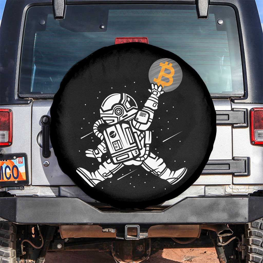 Funny Crypto Investing Spare Tire Cover Bitcoin HODL BTC Astronaut Trader TS02 No hole Black Print Your Wear