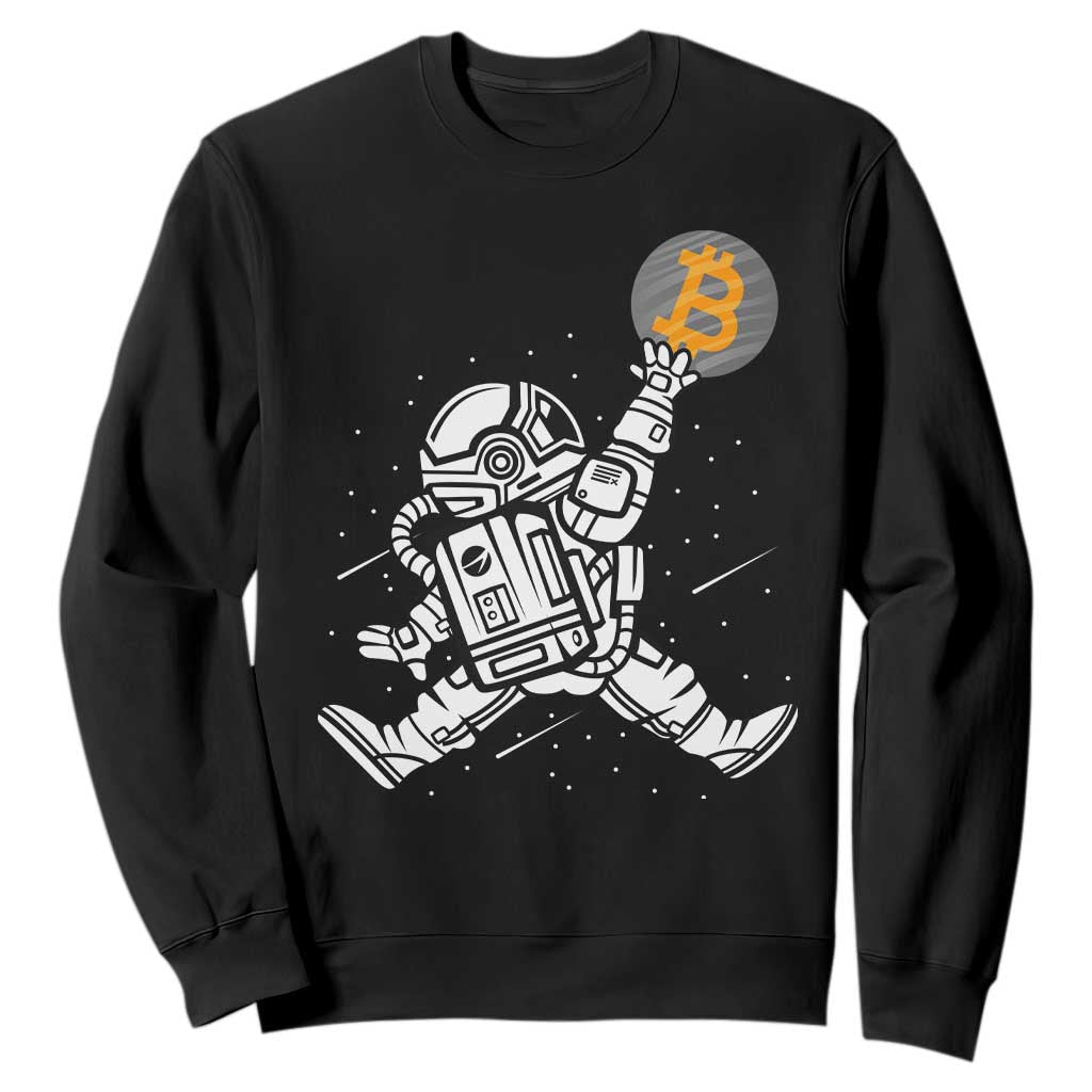 Funny Crypto Investing Sweatshirt Bitcoin HODL BTC Astronaut Trader TS02 Black Print Your Wear