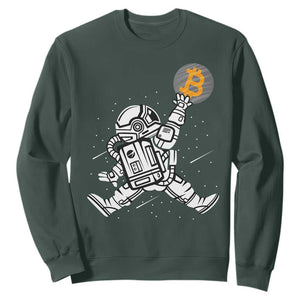 Funny Crypto Investing Sweatshirt Bitcoin HODL BTC Astronaut Trader TS02 Dark Forest Green Print Your Wear