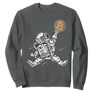 Funny Crypto Investing Sweatshirt Bitcoin HODL BTC Astronaut Trader TS02 Dark Heather Print Your Wear