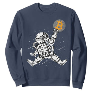 Funny Crypto Investing Sweatshirt Bitcoin HODL BTC Astronaut Trader TS02 Navy Print Your Wear
