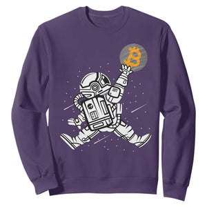 Funny Crypto Investing Sweatshirt Bitcoin HODL BTC Astronaut Trader TS02 Purple Print Your Wear