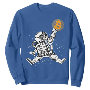 Funny Crypto Investing Sweatshirt Bitcoin HODL BTC Astronaut Trader TS02 Royal Blue Print Your Wear