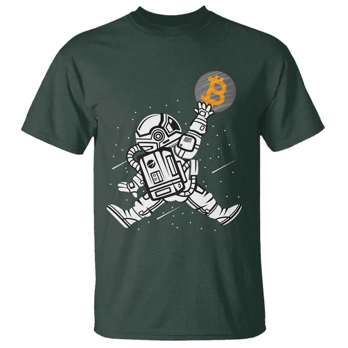 Funny Crypto Investing T Shirt Bitcoin HODL BTC Astronaut Trader TS02 Dark Forest Green Print Your Wear