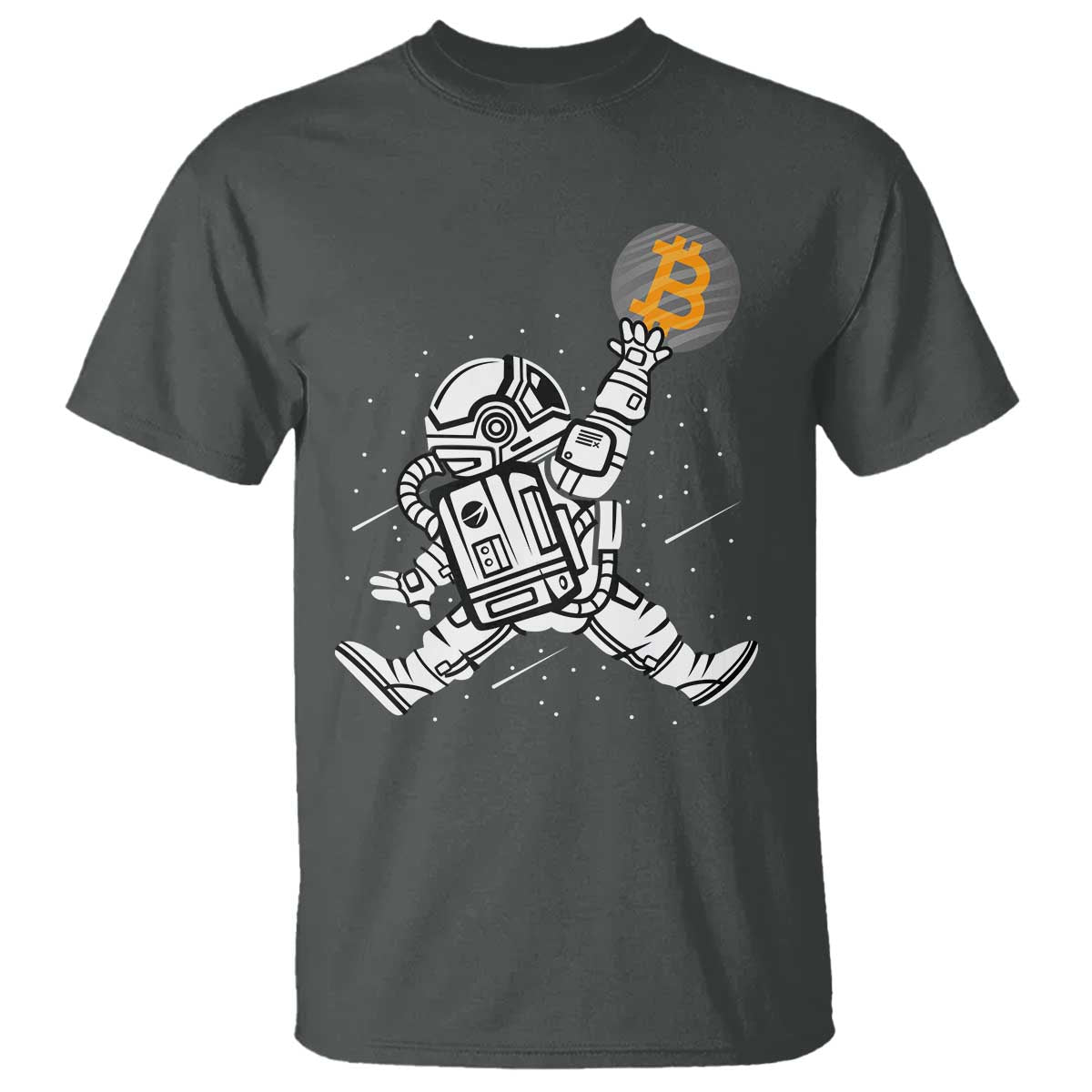 Funny Crypto Investing T Shirt Bitcoin HODL BTC Astronaut Trader TS02 Dark Heather Print Your Wear