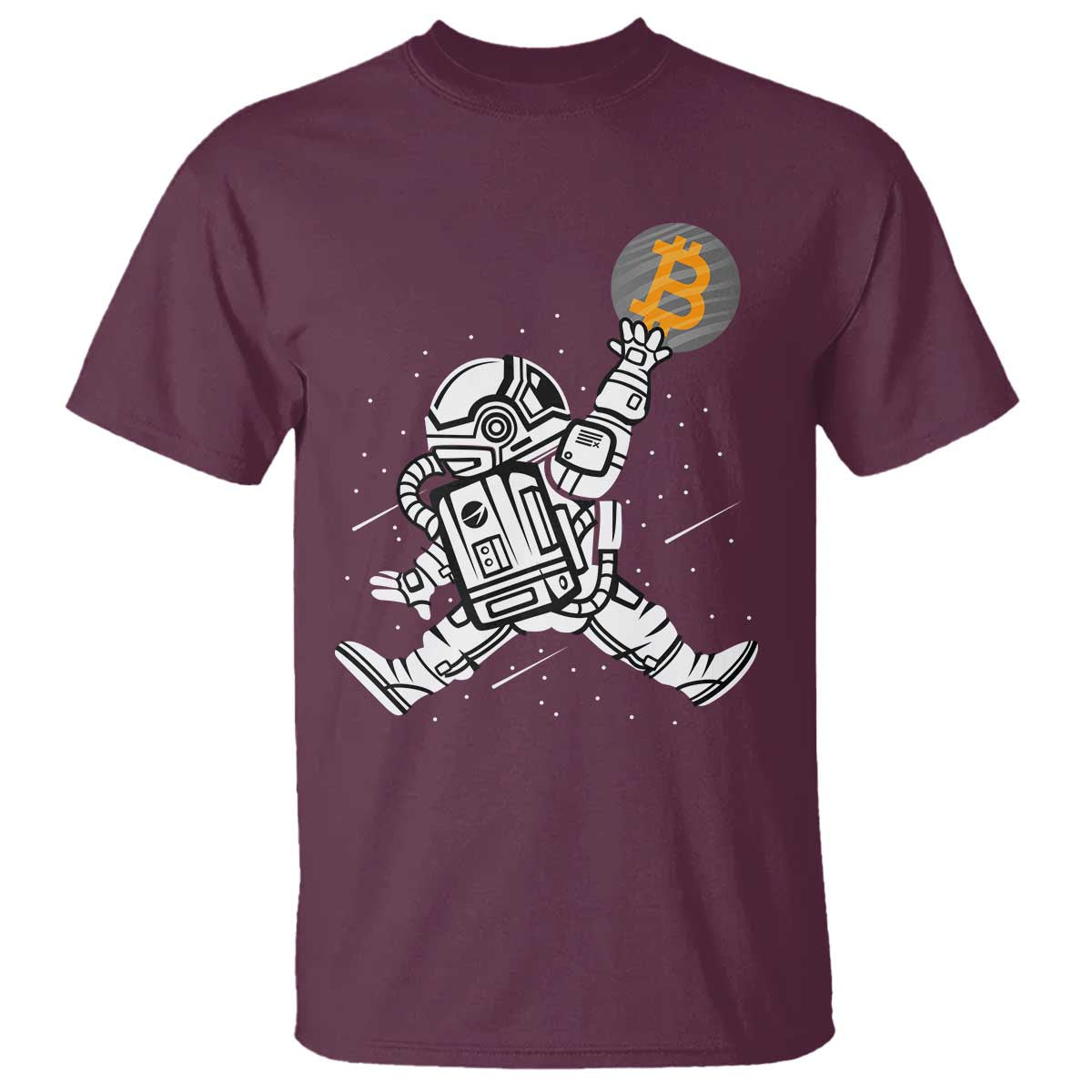 Funny Crypto Investing T Shirt Bitcoin HODL BTC Astronaut Trader TS02 Maroon Print Your Wear