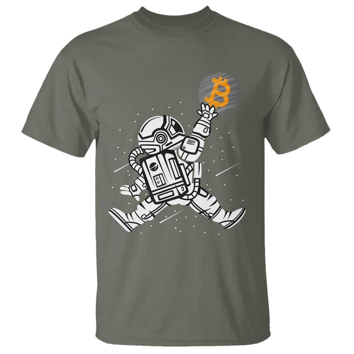 Funny Crypto Investing T Shirt Bitcoin HODL BTC Astronaut Trader TS02 Military Green Print Your Wear