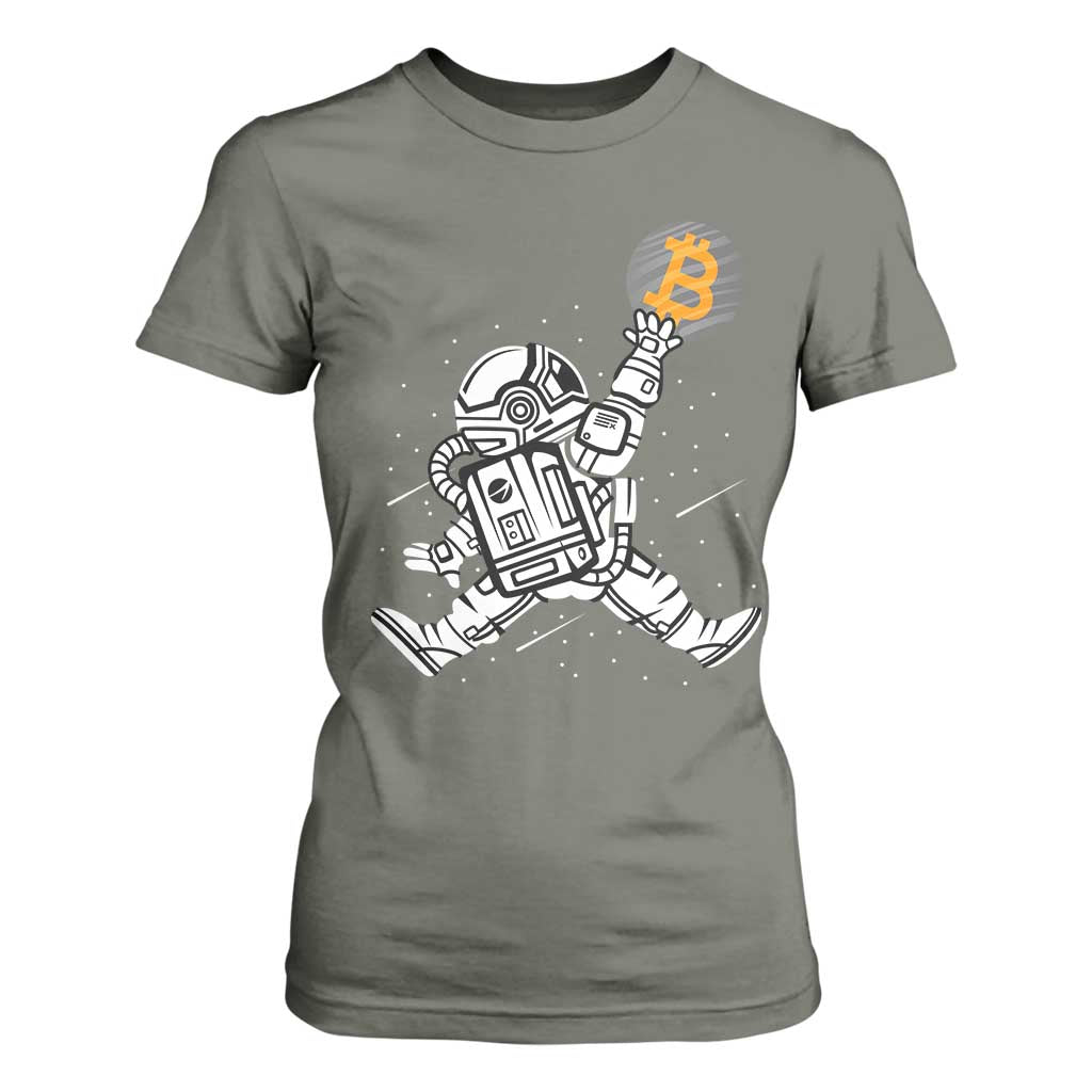 Funny Crypto Investing T Shirt For Women Bitcoin HODL BTC Astronaut Trader TS02 Military Green Print Your Wear