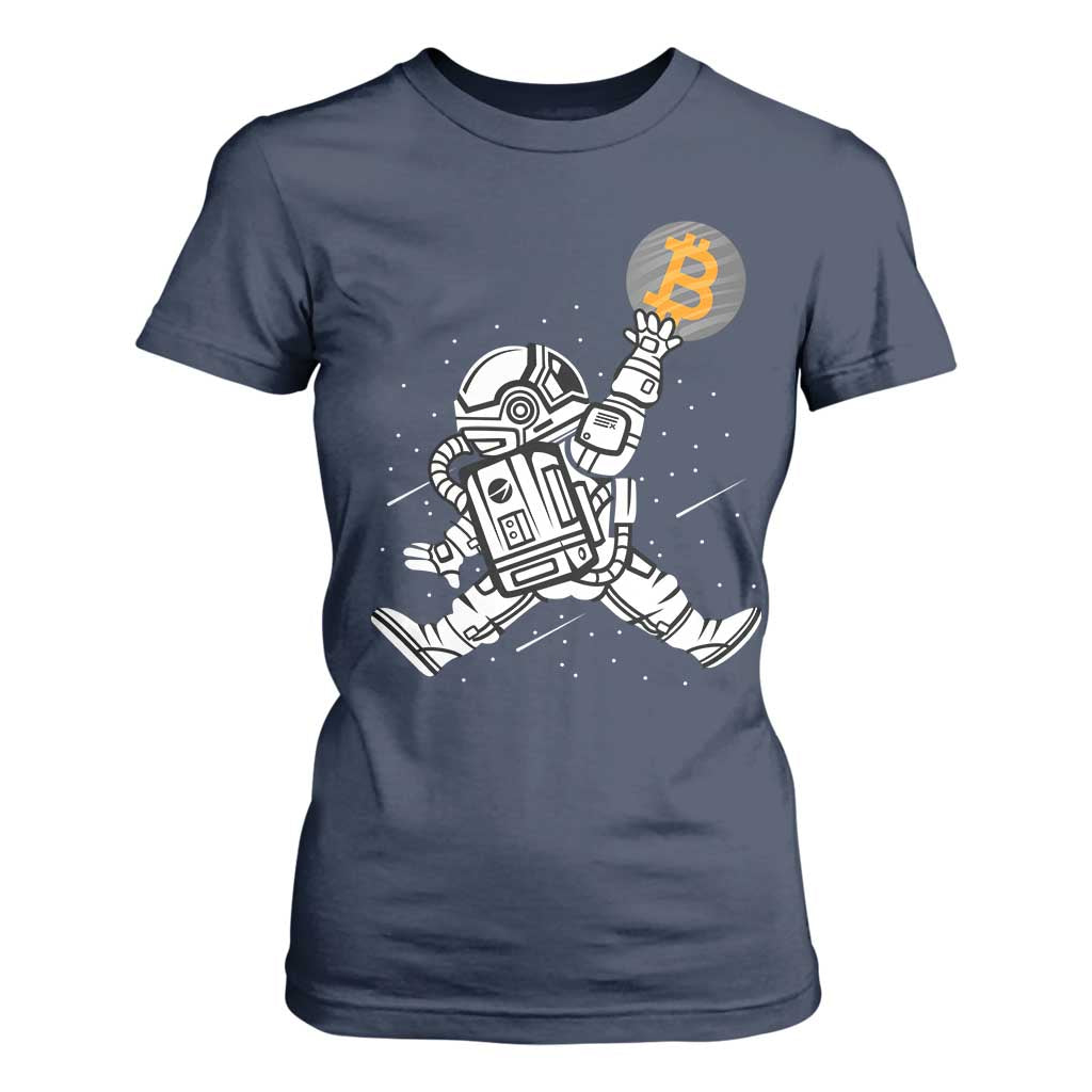 Funny Crypto Investing T Shirt For Women Bitcoin HODL BTC Astronaut Trader TS02 Navy Print Your Wear