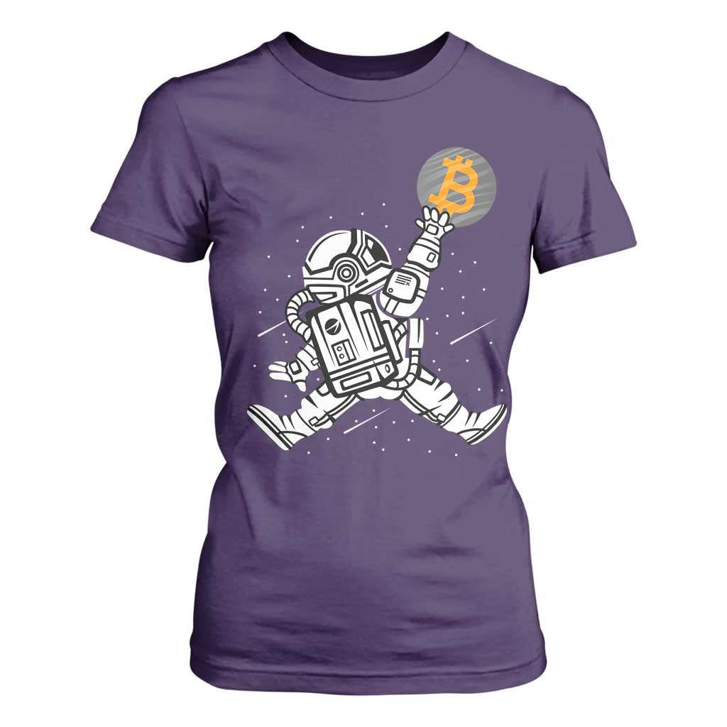 Funny Crypto Investing T Shirt For Women Bitcoin HODL BTC Astronaut Trader TS02 Purple Print Your Wear