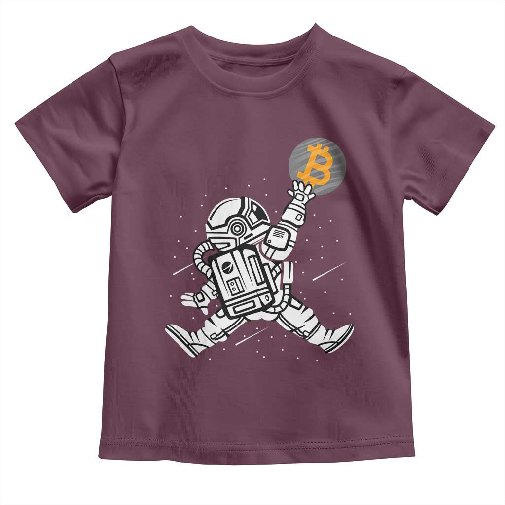 Funny Crypto Investing Toddler T Shirt Bitcoin HODL BTC Astronaut Trader TS02 Maroon Print Your Wear