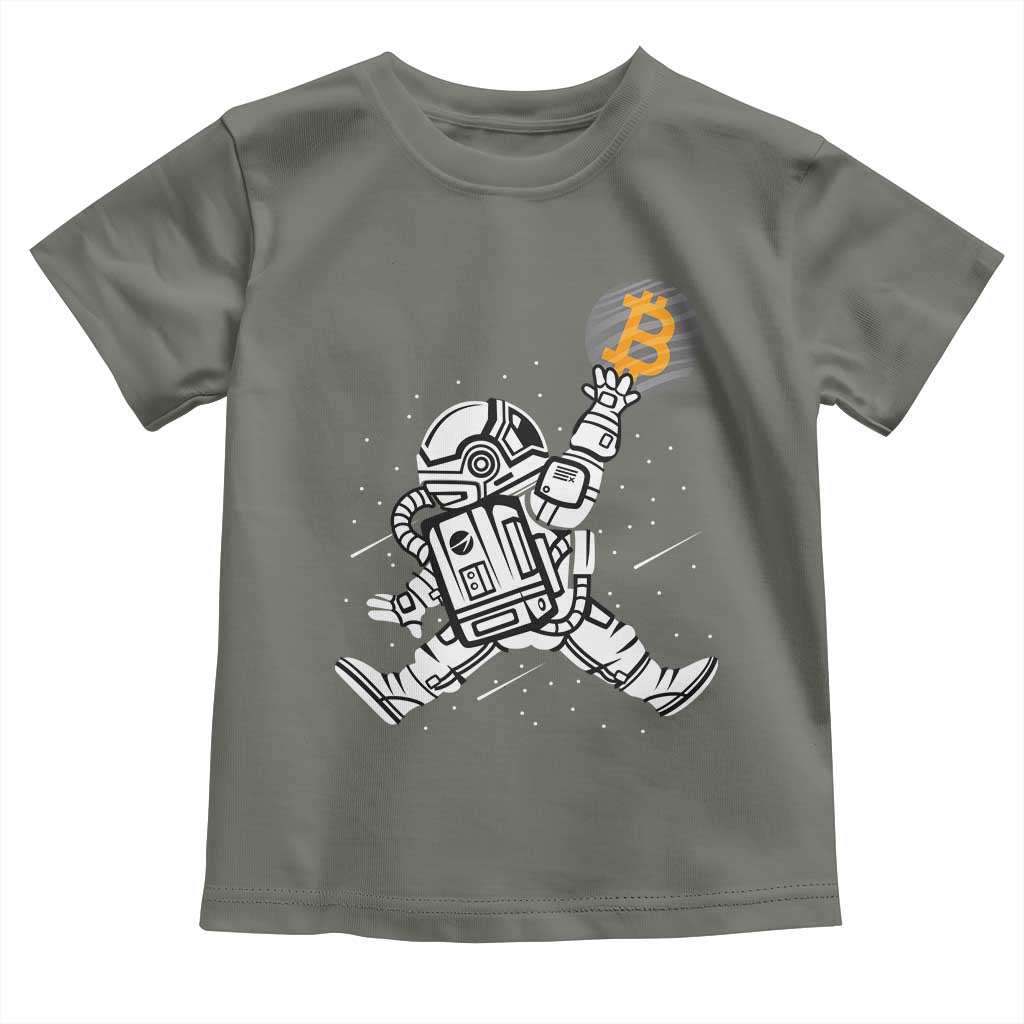 Funny Crypto Investing Toddler T Shirt Bitcoin HODL BTC Astronaut Trader TS02 Military Green Print Your Wear