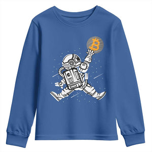 Funny Crypto Investing Youth Sweatshirt Bitcoin HODL BTC Astronaut Trader TS02 Royal Blue Print Your Wear