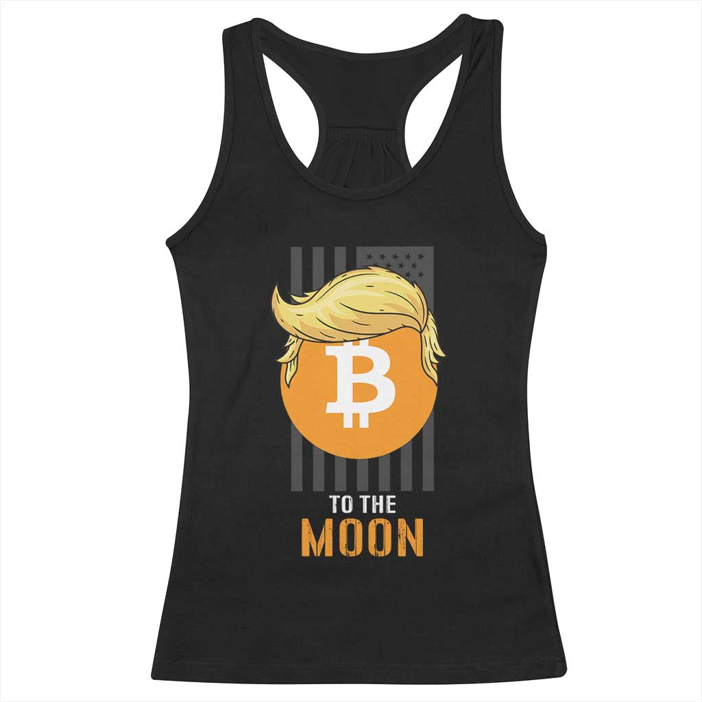 Funny Trump Crypto Investing Racerback Tank Top To The Moon Bitcoin Hodler American Flag TS02 Black Print Your Wear