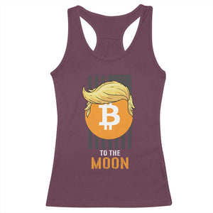 Funny Trump Crypto Investing Racerback Tank Top To The Moon Bitcoin Hodler American Flag TS02 Maroon Print Your Wear