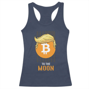 Funny Trump Crypto Investing Racerback Tank Top To The Moon Bitcoin Hodler American Flag TS02 Navy Print Your Wear
