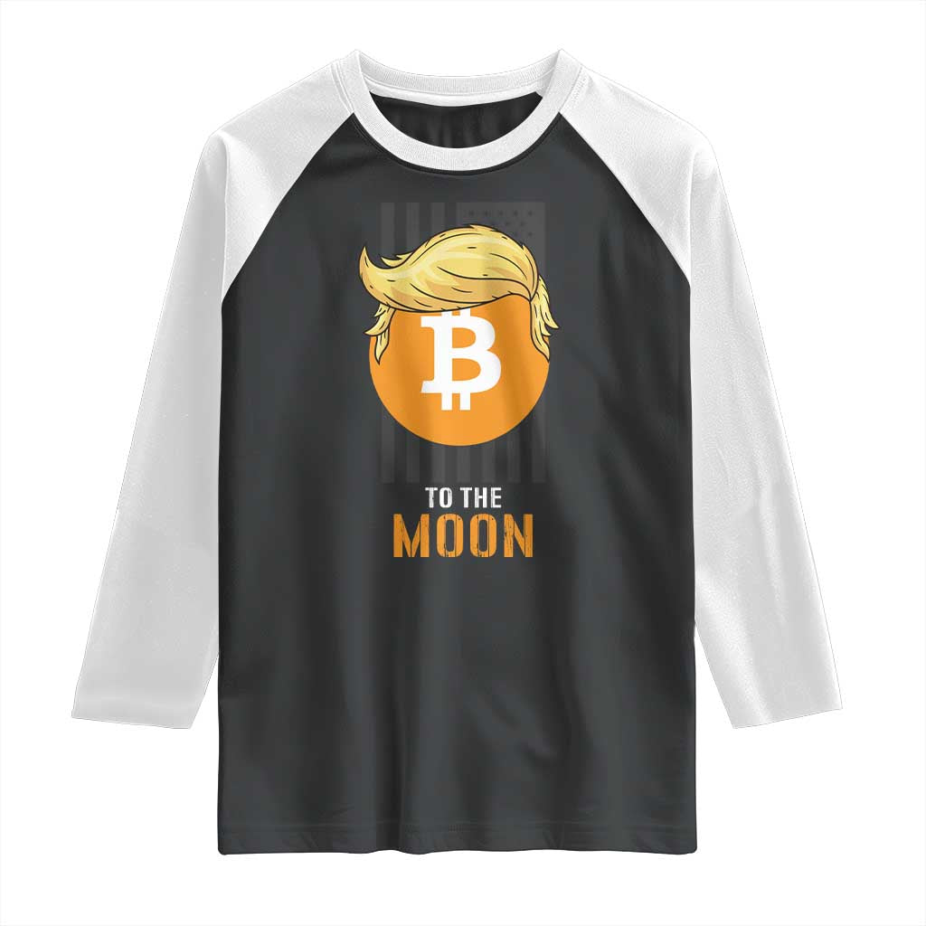 Funny Trump Crypto Investing Raglan Shirt To The Moon Bitcoin Hodler American Flag TS02 Black White Print Your Wear