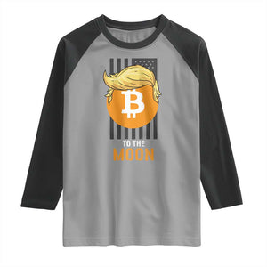 Funny Trump Crypto Investing Raglan Shirt To The Moon Bitcoin Hodler American Flag TS02 Sport Gray Black Print Your Wear