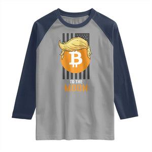 Funny Trump Crypto Investing Raglan Shirt To The Moon Bitcoin Hodler American Flag TS02 Sport Gray Navy Print Your Wear
