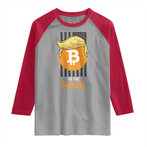 Funny Trump Crypto Investing Raglan Shirt To The Moon Bitcoin Hodler American Flag TS02 Sport Gray Red Print Your Wear