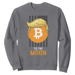 Funny Trump Crypto Investing Sweatshirt To The Moon Bitcoin Hodler American Flag TS02 Charcoal Print Your Wear