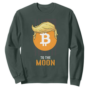 Funny Trump Crypto Investing Sweatshirt To The Moon Bitcoin Hodler American Flag TS02 Dark Forest Green Print Your Wear