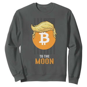 Funny Trump Crypto Investing Sweatshirt To The Moon Bitcoin Hodler American Flag TS02 Dark Heather Print Your Wear