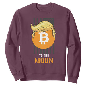 Funny Trump Crypto Investing Sweatshirt To The Moon Bitcoin Hodler American Flag TS02 Maroon Print Your Wear