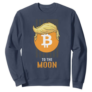 Funny Trump Crypto Investing Sweatshirt To The Moon Bitcoin Hodler American Flag TS02 Navy Print Your Wear